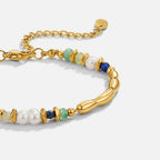 Zaria Freshwater Pearl And Malachite Beaded Bracelet - view 1