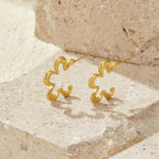 Xanthe Geometric Gold Flower Hoop Earrings - view 1