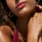 Xanthe Geometric Gold Flower Hoop Earrings - view 4