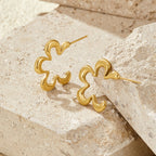 Xanthe Geometric Gold Flower Hoop Earrings - view 3