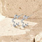 Xanthe Geometric Silver Flower Hoop Earrings - view 1