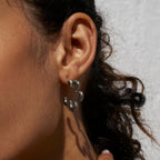 Xanthe Geometric Silver Flower Hoop Earrings - view 2