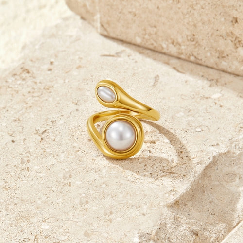 Amara Gold Pearl Wrap Ring - view 1