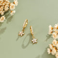 Gold Crystal Petal Drop Earrings