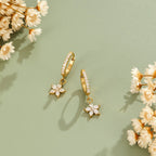 Tessa Gold Crystal Petal Drop Earrings - view 1