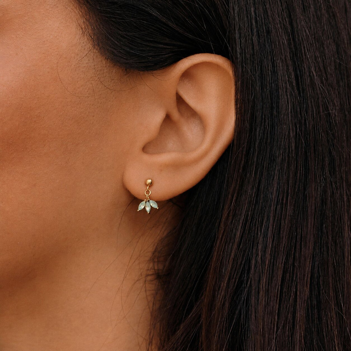 Gold Marquise Petal Drop Earrings
