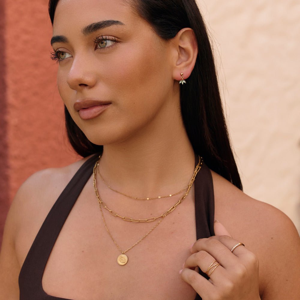 Gold Marquise Petal Drop Earrings