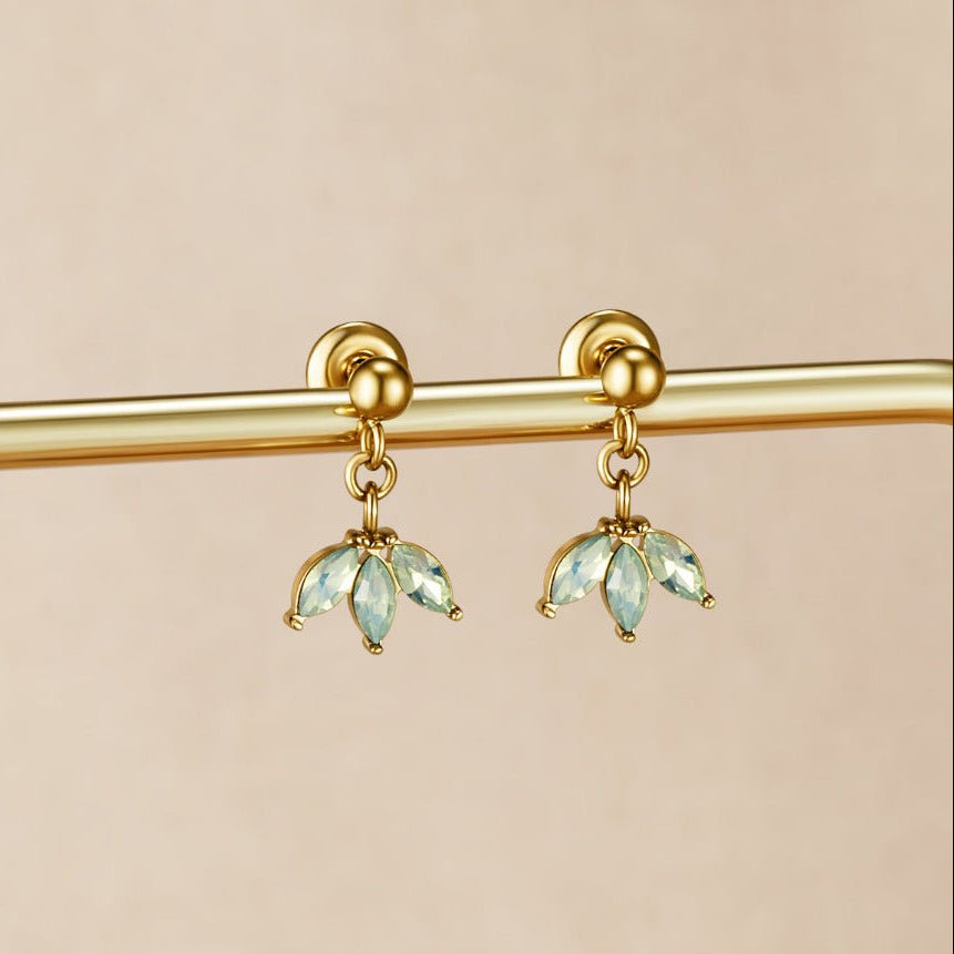 Gold Marquise Petal Drop Earrings