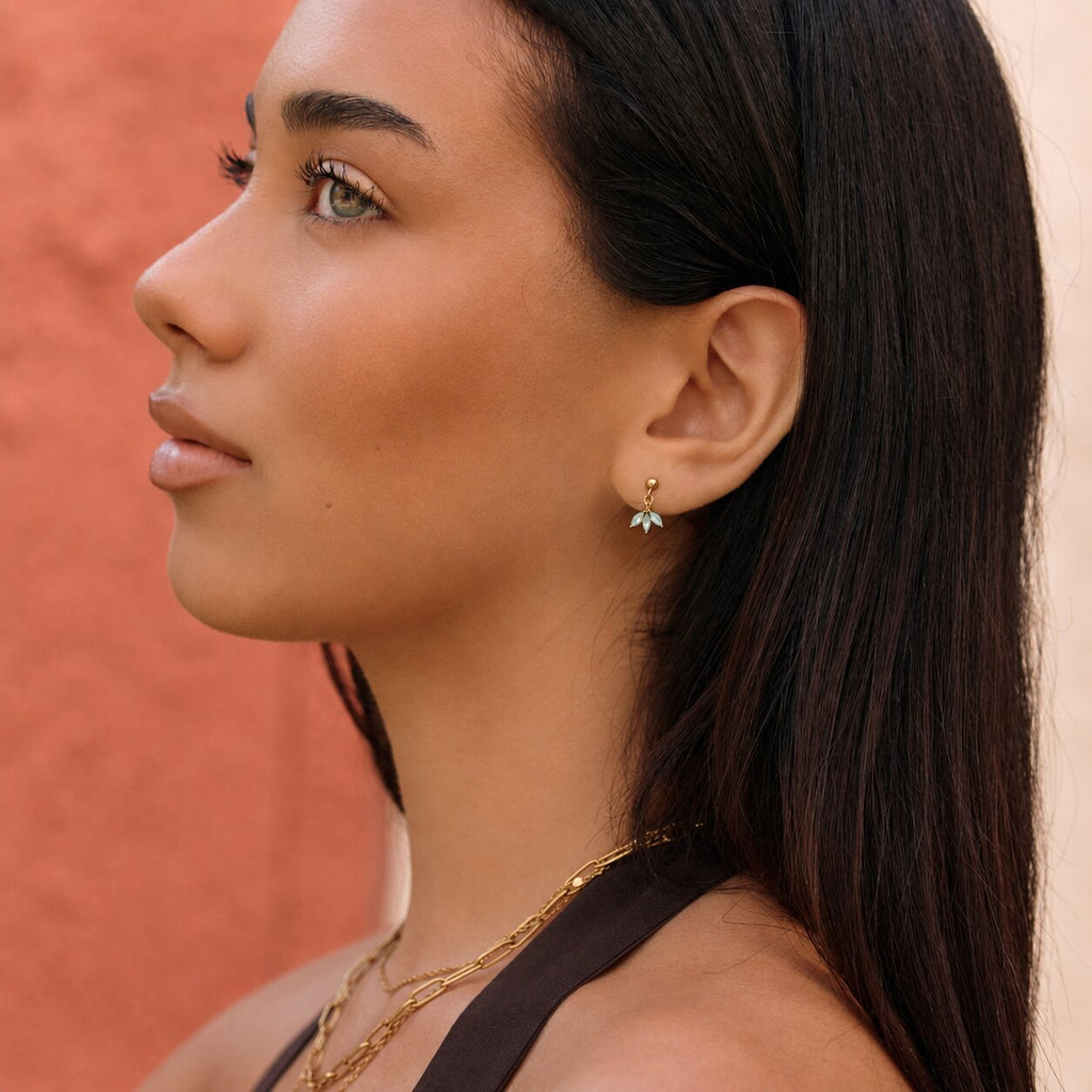 Gold Marquise Petal Drop Earrings