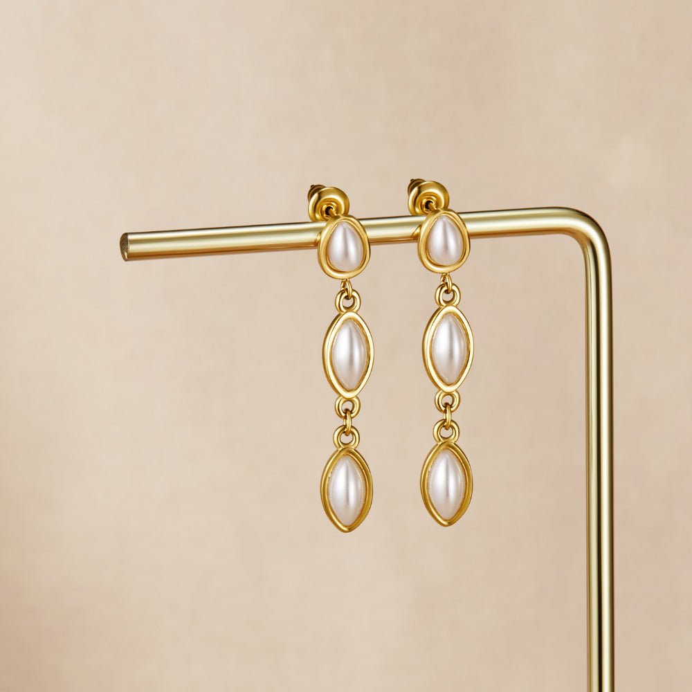 Gold Serena Pearl Drop Earrings