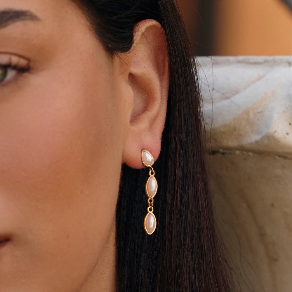 Gold Serena Pearl Drop Earrings