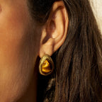 Ione Gold Tiger Eye Teardrop Earrings - view 2