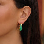 Vesper Golden Emerald Hoop Earrings - view 2