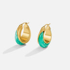 Vesper Golden Emerald Hoop Earrings - view 1