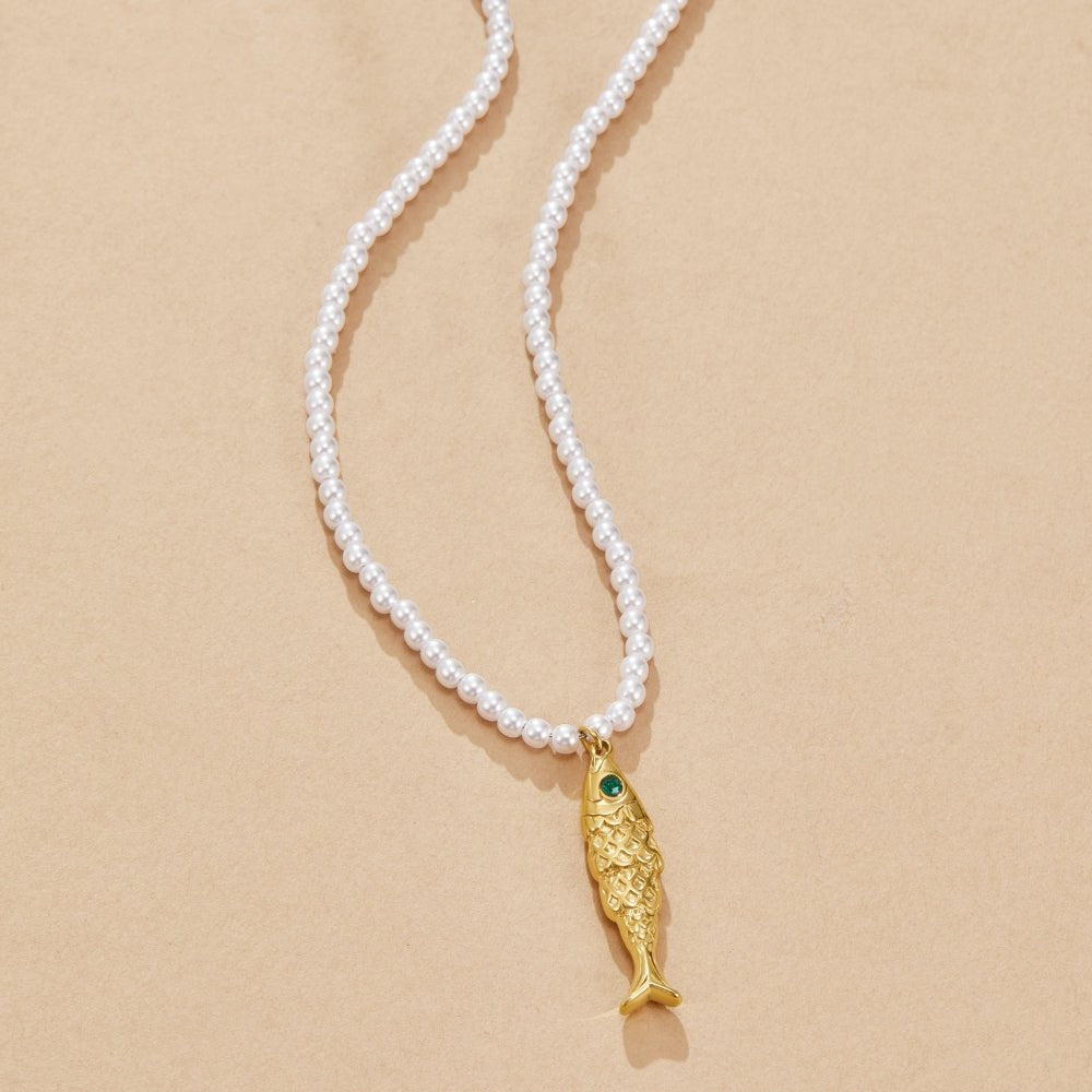 Golden Fish Pearl Necklace