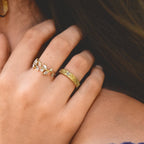 Corinne Golden Sculpted Flower Band Ring - view 2