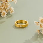 Corinne Golden Sculpted Flower Band Ring - view 1