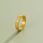 Corinne Golden Sculpted Flower Band Ring - view 3