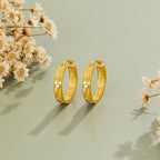 Freya Golden Sculpted Flower Hoop Earrings - view 1