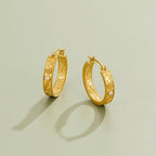 Freya Golden Sculpted Flower Hoop Earrings - view 3