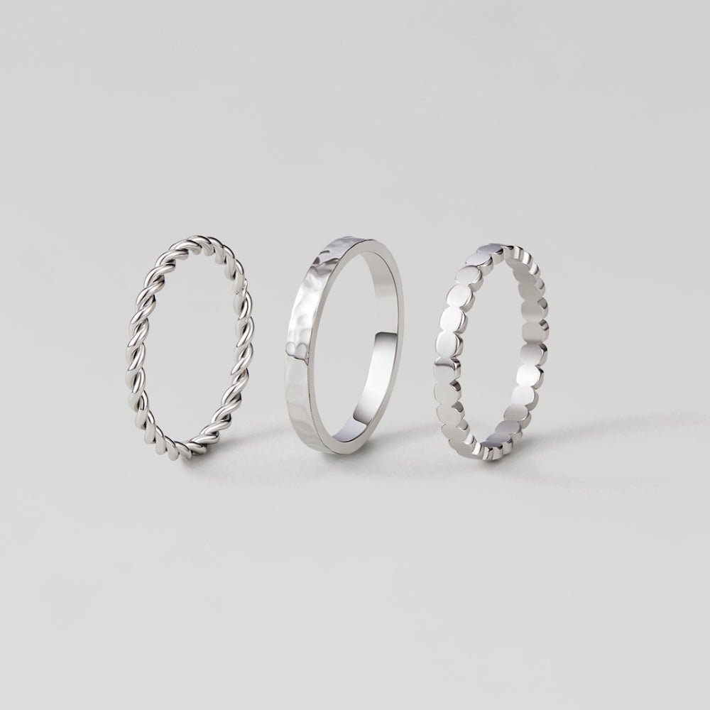 Hella Silver Stacked Ring Set