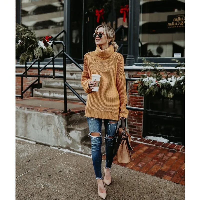 Henrietta | Chunky Knit Long Turtleneck Sweater for Women