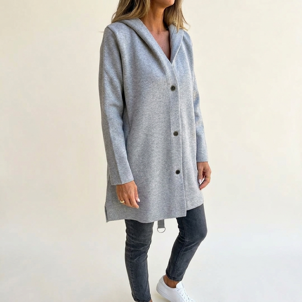 Colette Button-Front Hooded Knit Cardigan - view 2