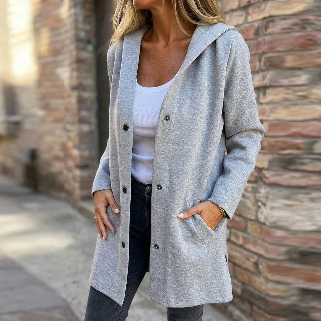 Colette Button-Front Hooded Knit Cardigan - view 1