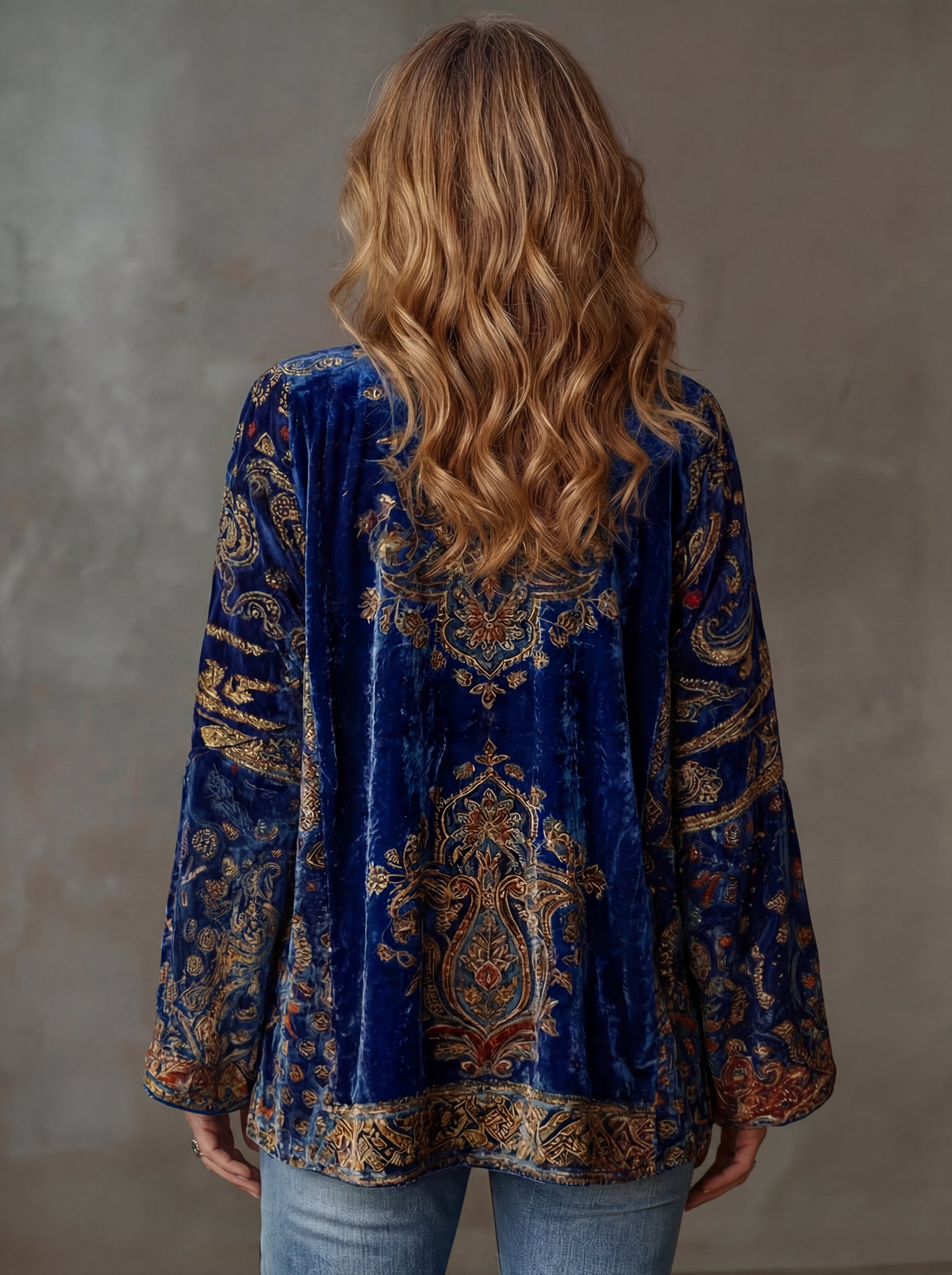 Zinnia Bohemian Kimono Cardigan with Artistic Motifs - view 4
