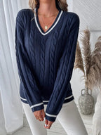 Jelena | Cable Knit V-Neck Sweater for Women