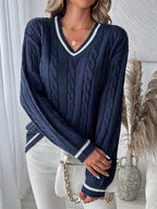 Jelena | Cable Knit V-Neck Sweater for Women