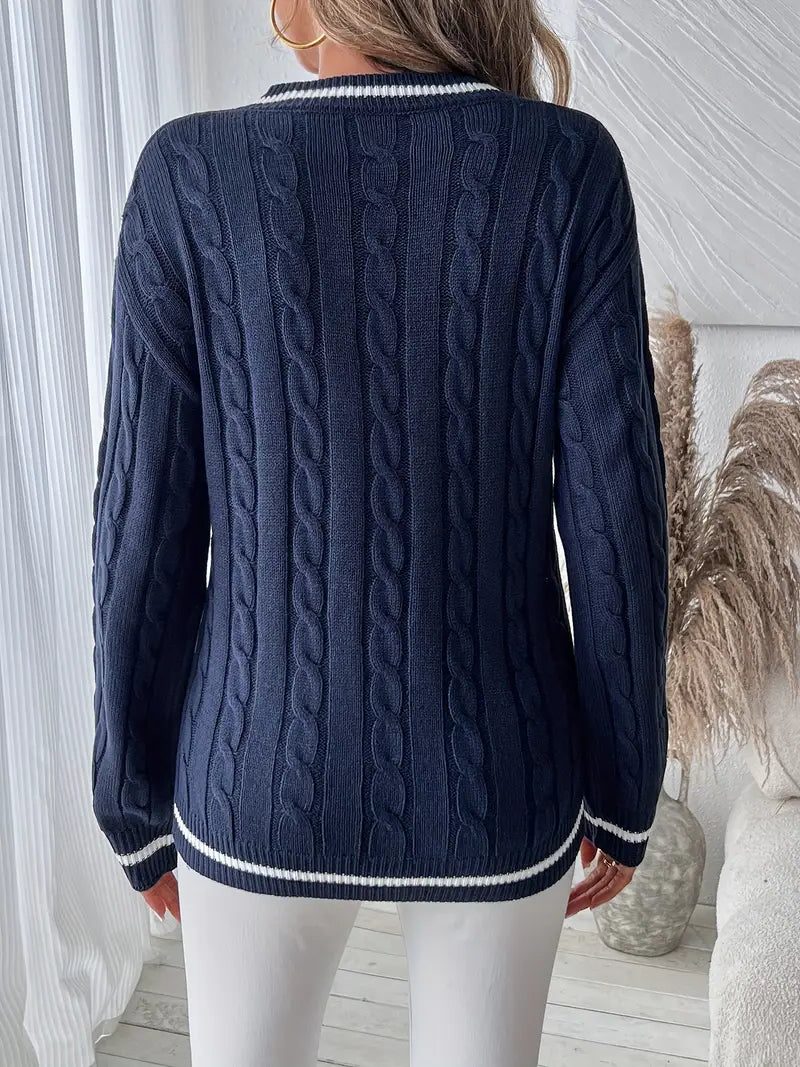 Jelena | Cable Knit V-Neck Sweater for Women