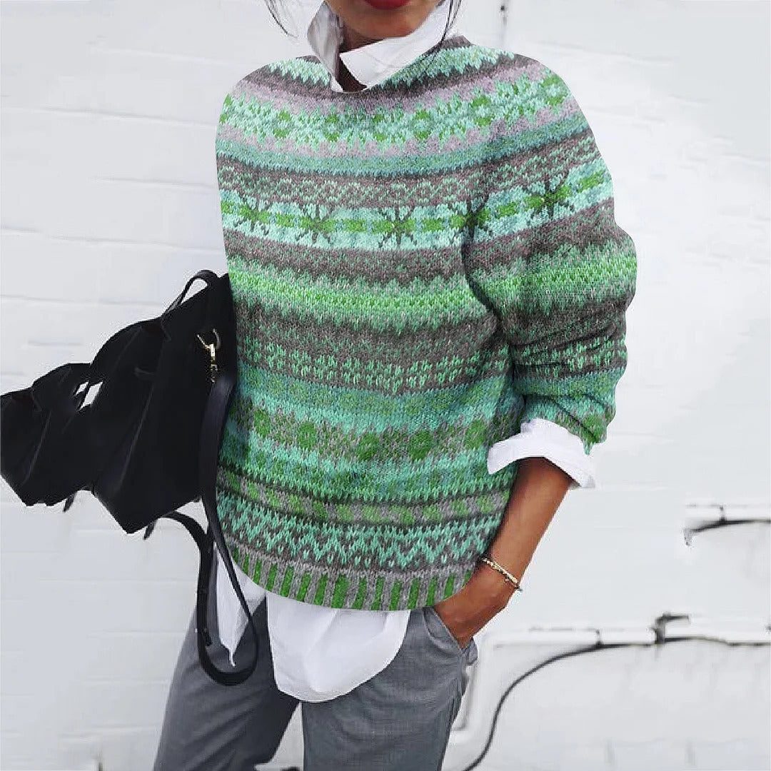 Jill | Fair Isle Pullover Sweater with Crew Neck for Women