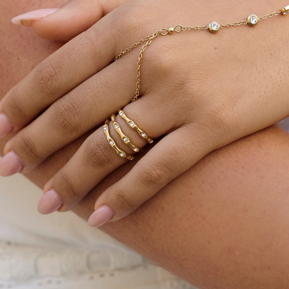 Layered Golden Bamboo Ring