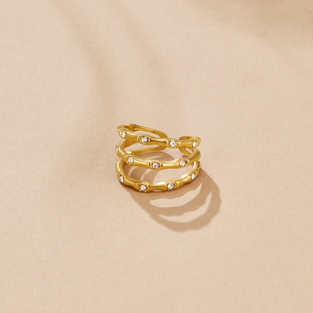 Layered Golden Bamboo Ring