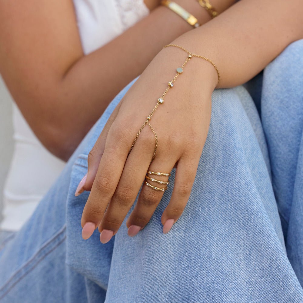 Layered Golden Bamboo Ring