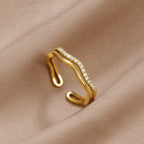 Juni Layered Gold And Crystal Ring - view 1