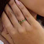Kaili Layered Green Crystal Ring - view 2