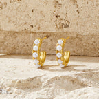 Lena Pearl Gold Hoop Earrings - view 3