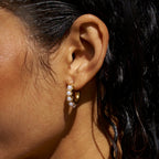 Lena Pearl Gold Hoop Earrings - view 2