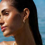 Lena Pearl Gold Hoop Earrings - view 4