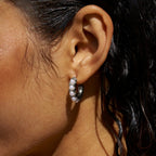 Lena Pearl Silver Hoop Earrings - view 2