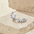 Lena Pearl Silver Hoop Earrings - view 1