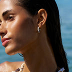 Lena Pearl Silver Hoop Earrings - view 4