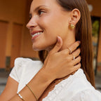 Lila Pleated Gold Button Earrings - view 4