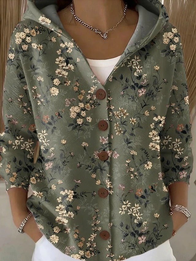 Dorothea Patchwork Hooded Cardigan with Colorful Pattern - view 4