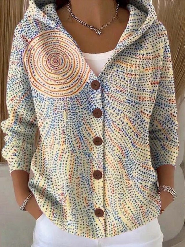 Dorothea Patchwork Hooded Cardigan with Colorful Pattern - view 6