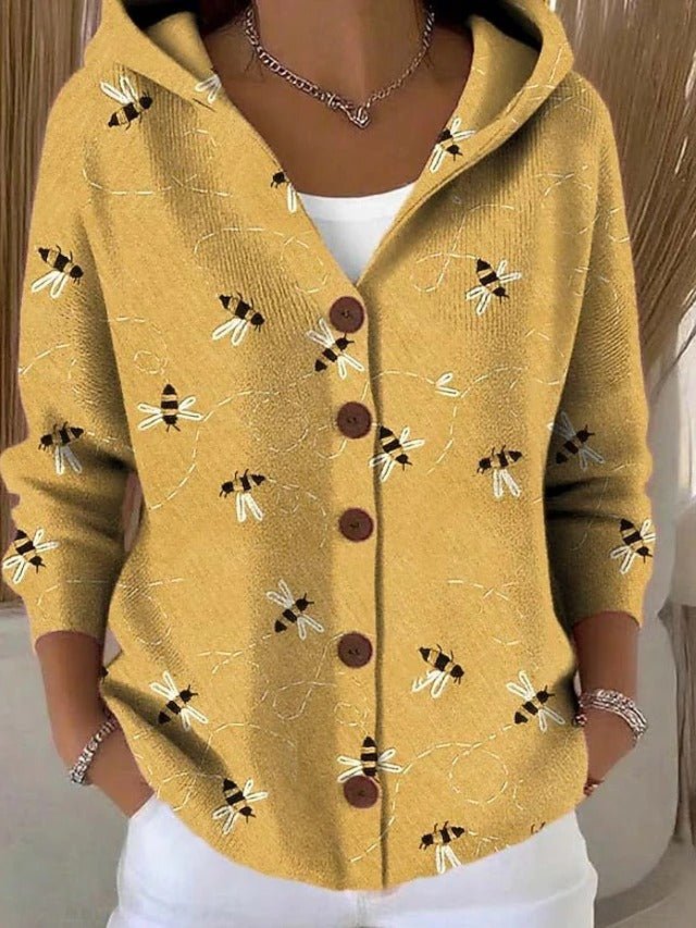 Dorothea Patchwork Hooded Cardigan with Colorful Pattern - view 2