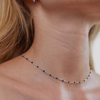 Mila Black Bead Silver Necklace - view 2