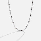 Mila Black Bead Silver Necklace - view 1
